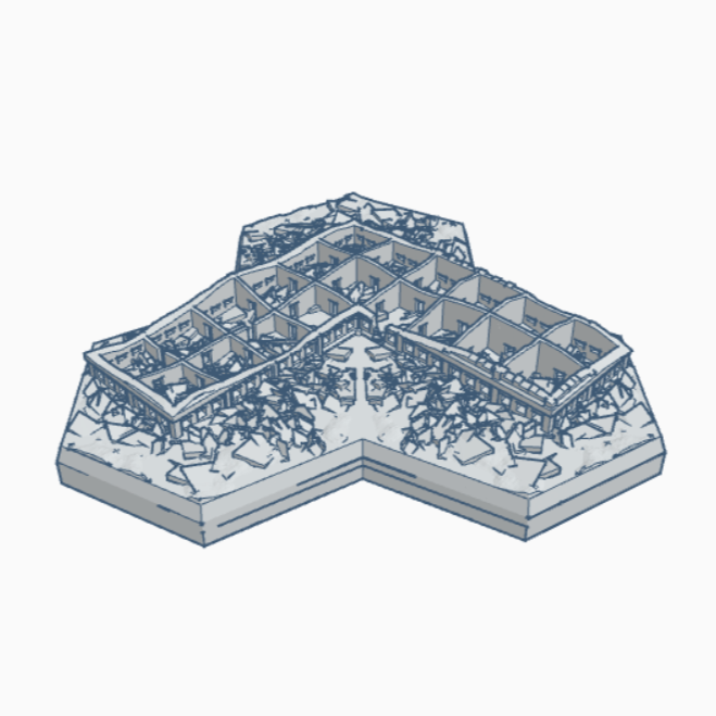 HMSMD031 Modern Destroyed Building 31 Hex Map Scale